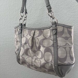 Coach Alexandra Gray Canvas/Leather Shoulder Bag